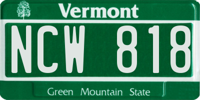 VT license plate NCW818