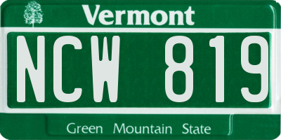 VT license plate NCW819
