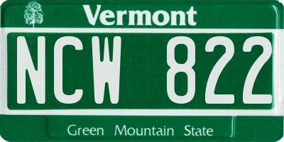 VT license plate NCW822