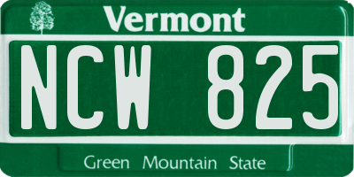 VT license plate NCW825