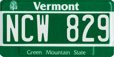 VT license plate NCW829