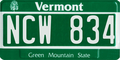 VT license plate NCW834