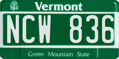 VT license plate NCW836