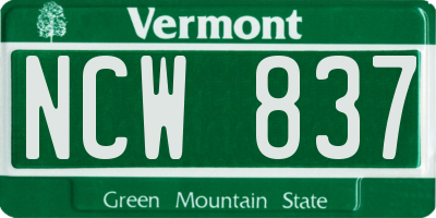 VT license plate NCW837