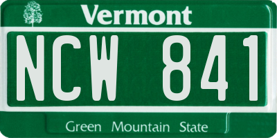 VT license plate NCW841