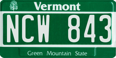 VT license plate NCW843