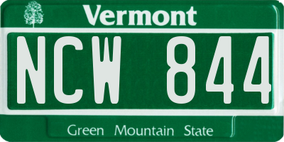 VT license plate NCW844