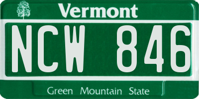 VT license plate NCW846