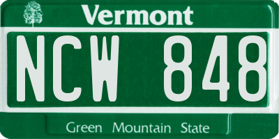 VT license plate NCW848