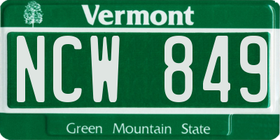 VT license plate NCW849