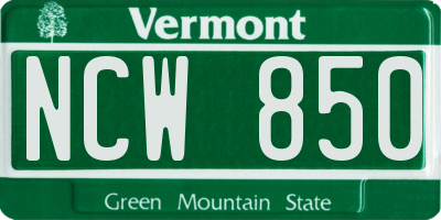 VT license plate NCW850