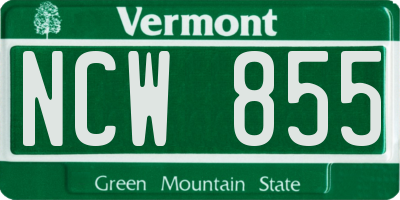 VT license plate NCW855