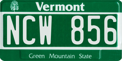 VT license plate NCW856
