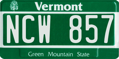 VT license plate NCW857