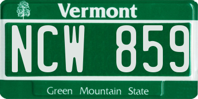 VT license plate NCW859