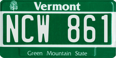 VT license plate NCW861
