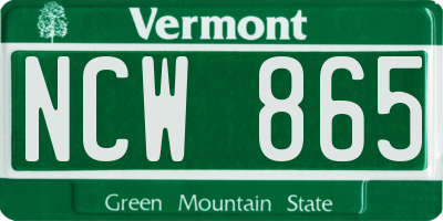 VT license plate NCW865