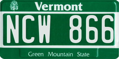 VT license plate NCW866