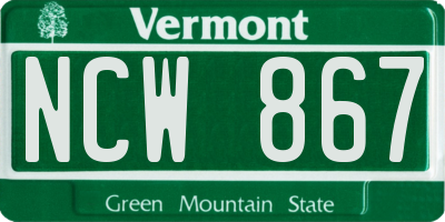 VT license plate NCW867