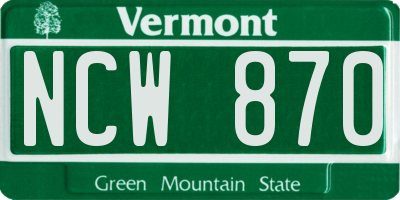 VT license plate NCW870