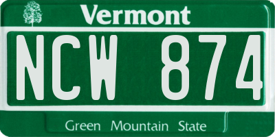 VT license plate NCW874