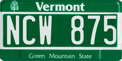 VT license plate NCW875