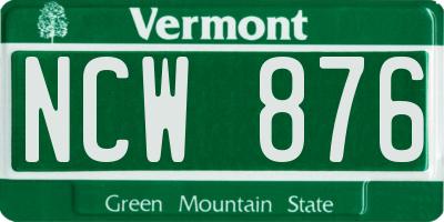 VT license plate NCW876