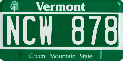 VT license plate NCW878