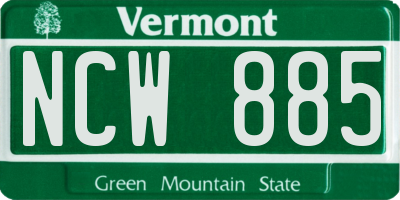 VT license plate NCW885