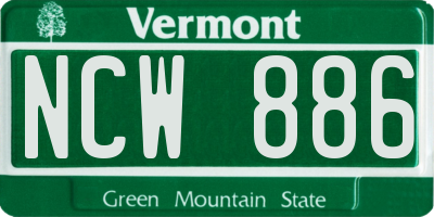 VT license plate NCW886