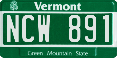 VT license plate NCW891