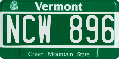 VT license plate NCW896