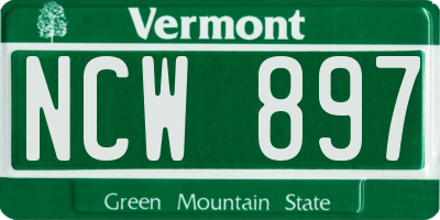 VT license plate NCW897