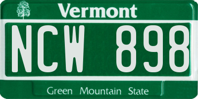VT license plate NCW898