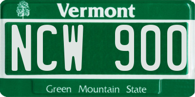 VT license plate NCW900