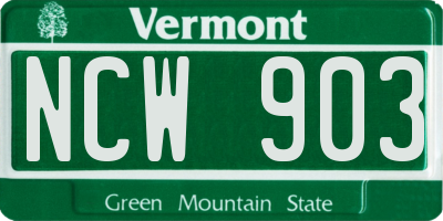 VT license plate NCW903