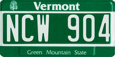 VT license plate NCW904