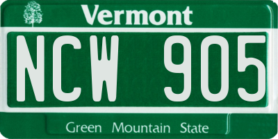 VT license plate NCW905