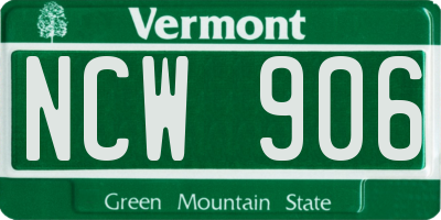 VT license plate NCW906