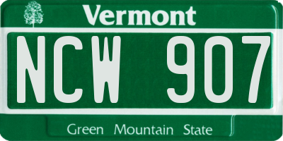 VT license plate NCW907