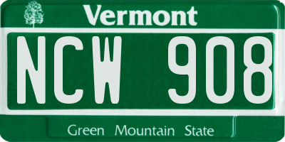 VT license plate NCW908
