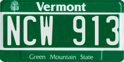 VT license plate NCW913