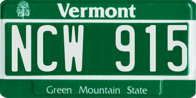 VT license plate NCW915
