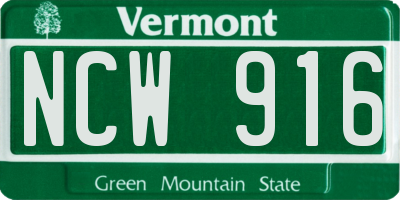 VT license plate NCW916