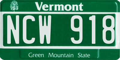VT license plate NCW918
