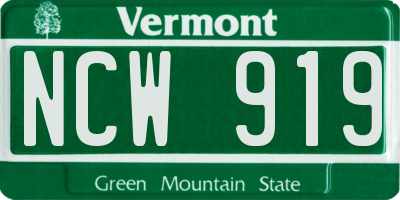 VT license plate NCW919