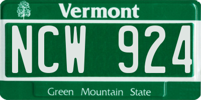 VT license plate NCW924