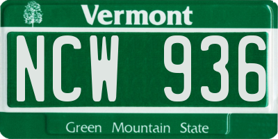 VT license plate NCW936