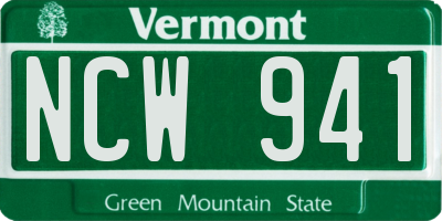 VT license plate NCW941