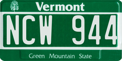VT license plate NCW944